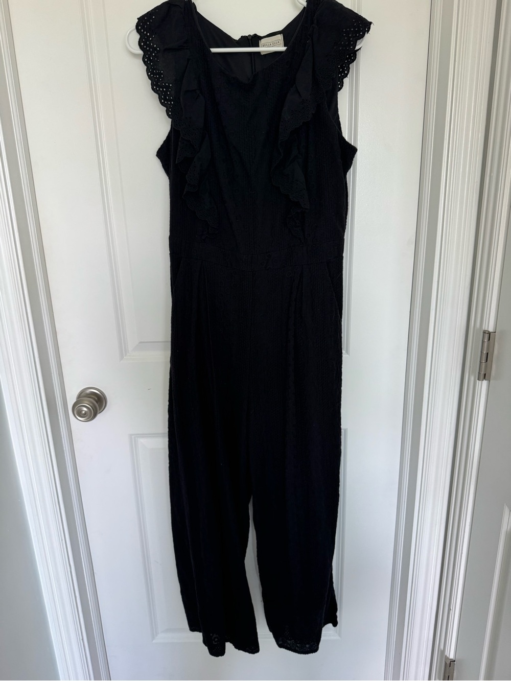 Black Eyelet Ruffle Sleeveless Jumpsuit